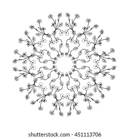 Mandala ornament, vector illustration in sketch style. Hand drawn image.