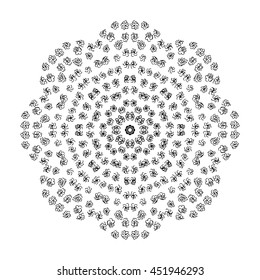 Mandala ornament, vector illustration in sketch style. Hand drawn image.
