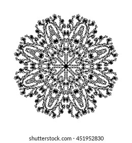 Mandala ornament, vector illustration in sketch style. Hand drawn image.