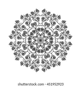 Mandala ornament, vector illustration in sketch style. Hand drawn image.