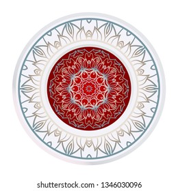 Mandala Ornament. Vector Illustration. For Wedding, Bridal, Valentine's Day, Greeting Card Invitation. Oriental Pattern. Indian, Moroccan, Mystic, Ottoman Motifs. Anti-Stress Therapy Pattern