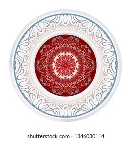 Mandala Ornament. Vector Illustration. For Wedding, Bridal, Valentine's Day, Greeting Card Invitation. Oriental Pattern. Indian, Moroccan, Mystic, Ottoman Motifs. Anti-Stress Therapy Pattern