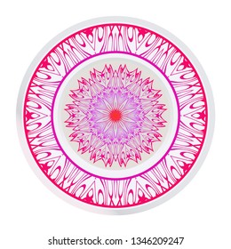 Mandala Ornament. Vector Illustration. For Wedding, Bridal, Valentine's Day, Greeting Card Invitation. Oriental Pattern. Indian, Moroccan, Mystic, Ottoman Motifs. Anti-Stress Therapy Pattern