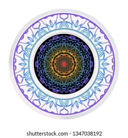 Mandala Ornament. Vector Illustration. For Wedding, Bridal, Valentine's Day, Greeting Card Invitation. Oriental Pattern. Indian, Moroccan, Mystic, Ottoman Motifs. Anti-Stress Therapy Pattern