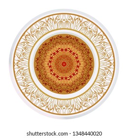 Mandala Ornament. Vector Illustration. For Wedding, Bridal, Valentine's Day, Greeting Card Invitation. Oriental Pattern. Indian, Moroccan, Mystic, Ottoman Motifs. Anti-Stress Therapy Pattern