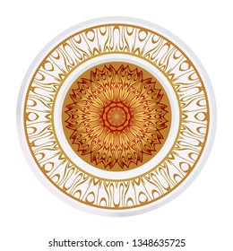 Mandala Ornament. Vector Illustration. For Wedding, Bridal, Valentine's Day, Greeting Card Invitation. Oriental Pattern. Indian, Moroccan, Mystic, Ottoman Motifs. Anti-Stress Therapy Pattern