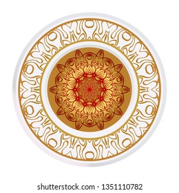 Mandala Ornament. Vector Illustration. For Wedding, Bridal, Valentine's Day, Greeting Card Invitation. Oriental Pattern. Indian, Moroccan, Mystic, Ottoman Motifs. Anti-Stress Therapy Pattern