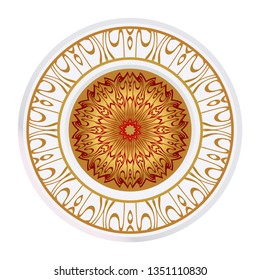 Mandala Ornament. Vector Illustration. For Wedding, Bridal, Valentine's Day, Greeting Card Invitation. Oriental Pattern. Indian, Moroccan, Mystic, Ottoman Motifs. Anti-Stress Therapy Pattern