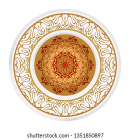 Mandala Ornament. Vector Illustration. For Wedding, Bridal, Valentine's Day, Greeting Card Invitation. Oriental Pattern. Indian, Moroccan, Mystic, Ottoman Motifs. Anti-Stress Therapy Pattern