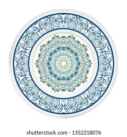 Mandala Ornament. Vector Illustration. For Wedding, Bridal, Valentine's Day, Greeting Card Invitation. Oriental Pattern. Indian, Moroccan, Mystic, Ottoman Motifs. Anti-Stress Therapy Pattern