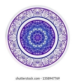 Mandala Ornament. Vector Illustration. For Wedding, Bridal, Valentine's Day, Greeting Card Invitation. Oriental Pattern. Indian, Moroccan, Mystic, Ottoman Motifs. Anti-Stress Therapy Pattern