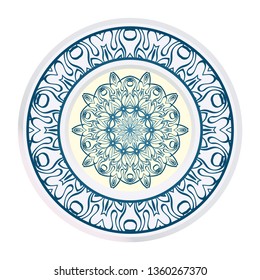 Mandala Ornament. Vector Illustration. For Wedding, Bridal, Valentine's Day, Greeting Card Invitation. Oriental Pattern. Indian, Moroccan, Mystic, Ottoman Motifs. Anti-Stress Therapy Pattern