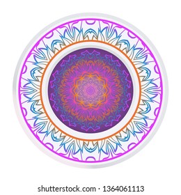 Mandala Ornament. Vector Illustration. For Wedding, Bridal, Valentine's Day, Greeting Card Invitation. Oriental Pattern. Indian, Moroccan, Mystic, Ottoman Motifs. Anti-Stress Therapy Pattern