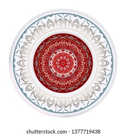 Mandala Ornament. Vector Illustration. For Wedding, Bridal, Valentine's Day, Greeting Card Invitation. Oriental Pattern. Indian, Moroccan, Mystic, Ottoman Motifs. Anti-Stress Therapy Pattern