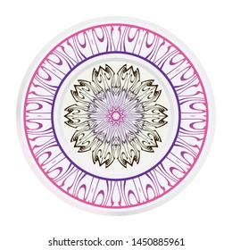 Mandala Ornament. Vector Illustration. For Wedding, Bridal, Valentine's Day, Greeting Card Invitation. Oriental Pattern. Indian, Moroccan, Mystic, Ottoman Motifs. Anti-Stress Therapy Pattern.