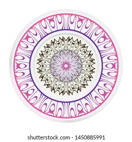 Mandala Ornament. Vector Illustration. For Wedding, Bridal, Valentine's Day, Greeting Card Invitation. Oriental Pattern. Indian, Moroccan, Mystic, Ottoman Motifs. Anti-Stress Therapy Pattern.