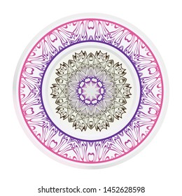 Mandala Ornament. Vector Illustration. For Wedding, Bridal, Valentine's Day, Greeting Card Invitation. Oriental Pattern. Indian, Moroccan, Mystic, Ottoman Motifs. Anti-Stress Therapy Pattern.