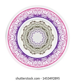 Mandala Ornament. Vector Illustration. For Wedding, Bridal, Valentine's Day, Greeting Card Invitation. Oriental Pattern. Indian, Moroccan, Mystic, Ottoman Motifs. Anti-Stress Therapy Pattern.