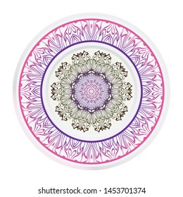 Mandala Ornament. Vector Illustration. For Wedding, Bridal, Valentine's Day, Greeting Card Invitation. Oriental Pattern. Indian, Moroccan, Mystic, Ottoman Motifs. Anti-Stress Therapy Pattern.