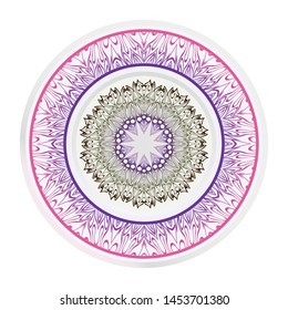 Mandala Ornament. Vector Illustration. For Wedding, Bridal, Valentine's Day, Greeting Card Invitation. Oriental Pattern. Indian, Moroccan, Mystic, Ottoman Motifs. Anti-Stress Therapy Pattern.