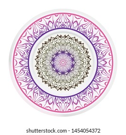 Mandala Ornament. Vector Illustration. For Wedding, Bridal, Valentine's Day, Greeting Card Invitation. Oriental Pattern. Indian, Moroccan, Mystic, Ottoman Motifs. Anti-Stress Therapy Pattern.