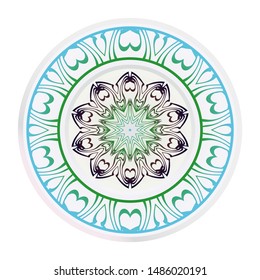 Mandala Ornament. Vector Illustration. For Wedding, Bridal, Valentine's Day, Greeting Card Invitation. Oriental Pattern. Indian, Moroccan, Mystic, Ottoman Motifs. Anti-Stress Therapy Pattern.