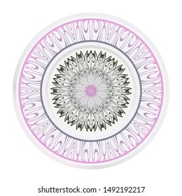 Mandala Ornament. Vector Illustration. For Wedding, Bridal, Valentine's Day, Greeting Card Invitation. Oriental Pattern. Indian, Moroccan, Mystic, Ottoman Motifs. Anti-Stress Therapy Pattern.