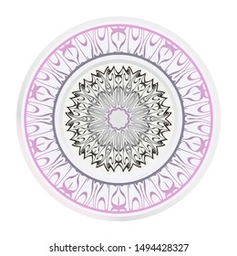 Mandala Ornament. Vector Illustration. For Wedding, Bridal, Valentine's Day, Greeting Card Invitation. Oriental Pattern. Indian, Moroccan, Mystic, Ottoman Motifs. Anti-Stress Therapy Pattern.