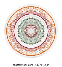 Mandala Ornament. Vector Illustration. For Wedding, Bridal, Valentine's Day, Greeting Card Invitation. Oriental Pattern. Indian, Moroccan, Mystic, Ottoman Motifs. Anti-Stress Therapy Pattern.