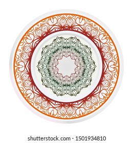 Mandala Ornament. Vector Illustration. For Wedding, Bridal, Valentine's Day, Greeting Card Invitation. Oriental Pattern. Indian, Moroccan, Mystic, Ottoman Motifs. Anti-Stress Therapy Pattern.