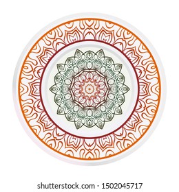 Mandala Ornament. Vector Illustration. For Wedding, Bridal, Valentine's Day, Greeting Card Invitation. Oriental Pattern. Indian, Moroccan, Mystic, Ottoman Motifs. Anti-Stress Therapy Pattern.