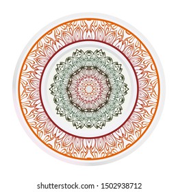 Mandala Ornament. Vector Illustration. For Wedding, Bridal, Valentine's Day, Greeting Card Invitation. Oriental Pattern. Indian, Moroccan, Mystic, Ottoman Motifs. Anti-Stress Therapy Pattern.