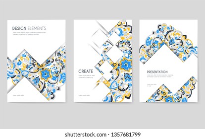 Mandala ornament vector posters templates set. Business presentation, web banners layouts pack. Postcards, invitation cards collection in Indian style. Greeting cards with abstract, floral pattern