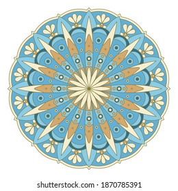 Mandala ornament vector. A symmetrical geometry color flower Ethnic draw