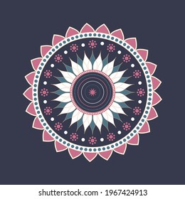 Mandala ornament vector. A symmetrical geometry color flower. Colored ethnic draw