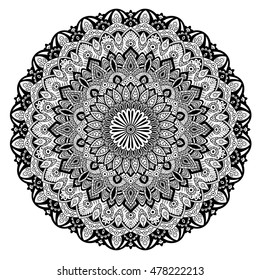 Mandala ornament. Vintage decorative elements. Hand drawn oriental background. Tribal motifs.