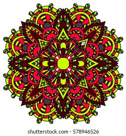 Mandala ornament. Vintage decorative elements. Hand drawn oriental background. Tribal motifs.