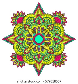 Mandala ornament. Vintage decorative elements. Hand drawn oriental background. Tribal motifs.