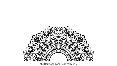 Mandala ornamental ethnic art, patterned Indian paisley. Decorative frame. Hand-drawn illustration. Invitation element. Tattoo, astrology, alchemy, boho, and magic symbol.