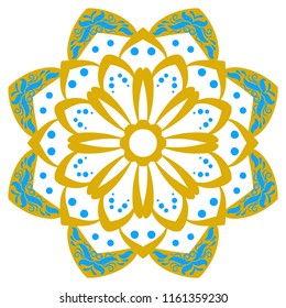 Mandala. Ornamental round doodle flower isolated on white background. Geometric circle element. Vector illustration.