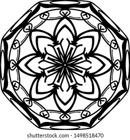 Mandala. Ornamental round doodle flower isolated on white background. Geometric circle element. Vector illustration. 