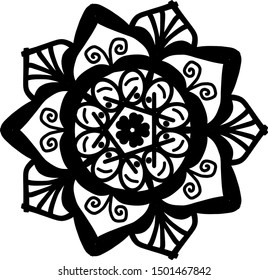 Mandala. Ornamental round doodle flower isolated on white background. Geometric circle element. Vector illustration. 