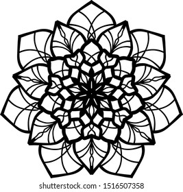 Mandala. Ornamental round doodle flower isolated on white background. Geometric circle element. Vector illustration. 