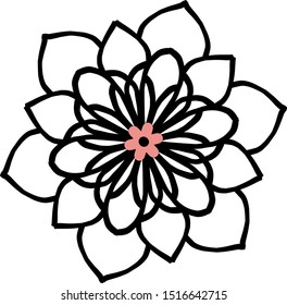 Mandala. Ornamental round doodle flower isolated on white background. Geometric circle element. Vector illustration. 