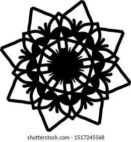 Mandala. Ornamental round doodle flower isolated on white background. Geometric circle element. Vector illustration. 