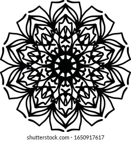 Mandala. Ornamental round doodle flower isolated on white background. Geometric circle element. Vector illustration. 