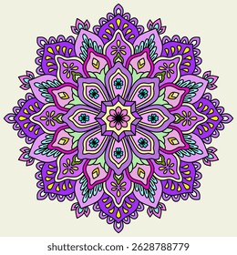 Mandala ornamental round lace pattern, Blossom Mandala Shape, Vector hand drawn doodle mandala. Ethnic mandala with colorful tribal ornament. Isolated. Bright colors., Vintage decorative elements