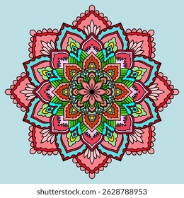 Mandala ornamental round lace pattern, Blossom Mandala Shape. Circular pattern in form of mandala, tattoo, decoration. ornament in ethnic oriental style, Multiple color vector vintage luxury