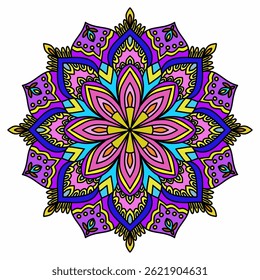 Mandala ornamental round ornament, Ornate Circular Mandala Multicolored Designs, vintage decorative elements. Oriental pattern, vector illustration