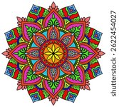 Mandala ornamental round ornament, vector illustration, Blossom Mandala Shape. Circular pattern in form of mandala, tattoo, decoration. Decorative ornament in ethnic oriental style